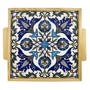 Armenian Ceramic Square Wooden Tray