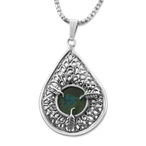 925 Sterling Silver Teardrop Necklace with Eilat Stone