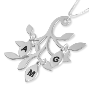 Sterling Silver Hebrew/English Customizable Family Tree Necklace