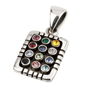 Sterling Silver Priestly Breastplate Pendant with Colorful Zircon Stones