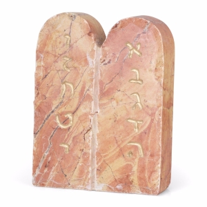 Red Jerusalem Stone Ten Commandments Sculpture - Range of Sizes