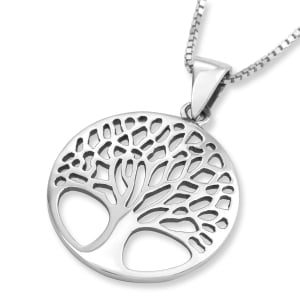 Large Sterling Silver Circular Tree of Life Pendant Necklace (For Both Men & Women)