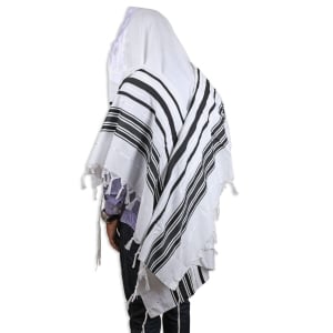 Talitnia Hadar Wool Blend Traditional Tallit Prayer Shawl (Black)