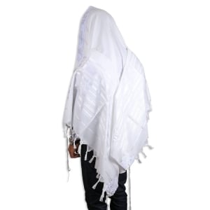 Talitnia Hadar Wool Blend Traditional Tallit Prayer Shawl (White)