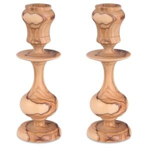 Olive Wood Handcrafted Portable Candlesticks 