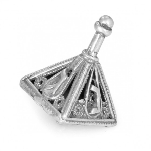 Shoham Yemenite Art Small Handcrafted Sterling Silver Filigreed Triangular Dreidel