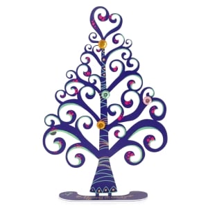 Vardool Art Limited Edition Metal Christmas Tree Card Holder with Jeweled Magnets (Purple)