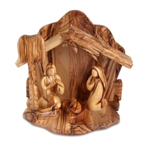 Olive Wood Hand-Carved Holy Family Nativity Scene