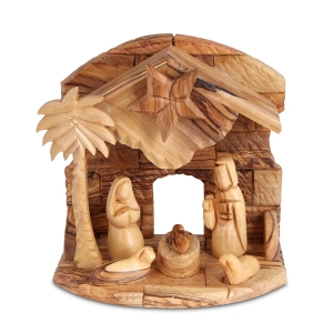 Olive Wood Hand-Carved Musical Nativity Set