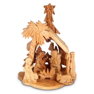 Multidimensional Olive Wood Nativity Scene