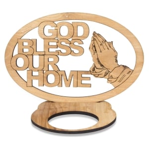 Olive Wood "God Bless Our Home" Freestanding Miniature