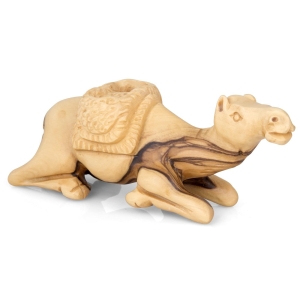 Olive Wood Sleeping Camel Figurine