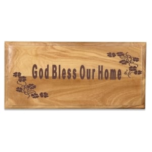 Olive Wood Handcrafted "God Bless Our Home" Wall Plaque
