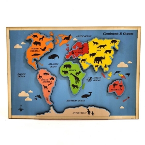 Oceans and Continents Interactive Wooden Puzzle