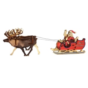 Santa Claus's Sleigh and Reindeers Wooden Puzzle Kit (Colored) 