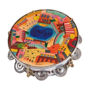 Yair Emanuel Hand Painted Tambourine - Jerusalem