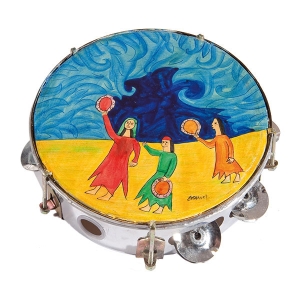 Yair Emanuel Hand Painted Tambourine (Miriam and the Drum)