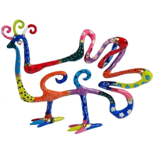 Yair Emanuel 3-Dimensional Hand-Painted Peacock Sculpture