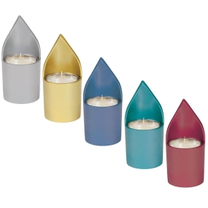 Yair Emanuel Anodized Aluminum Flame-Shaped Memorial Candle Holder