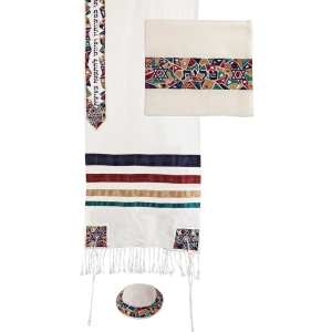 Yair Emanuel Embroidered Multicolored Cotton Tallit (Prayer Shawl)