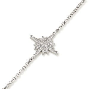 Emuna Studio Rhodium Plated Silver Star of Bethlehem Bracelet with CZ