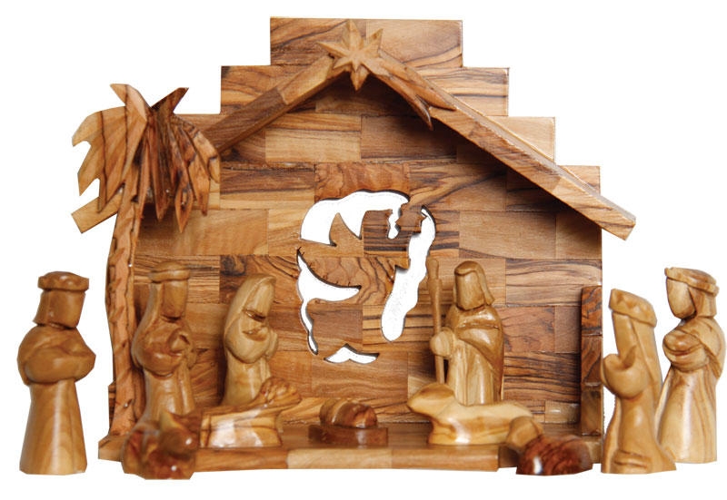 12 Piece Olive Wood Nativity Set - 1
