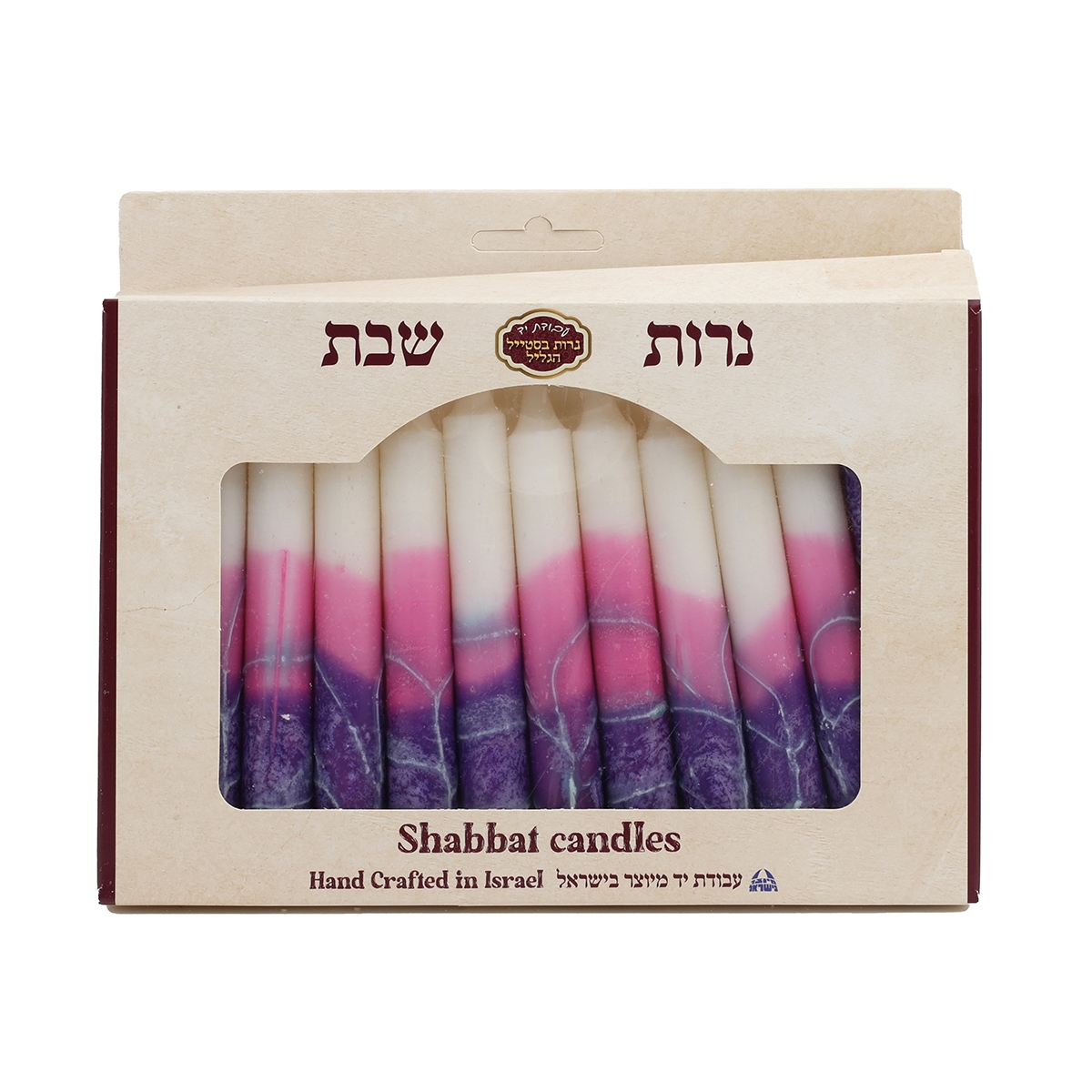 12 Shabbat Candles – White and Purple - 1