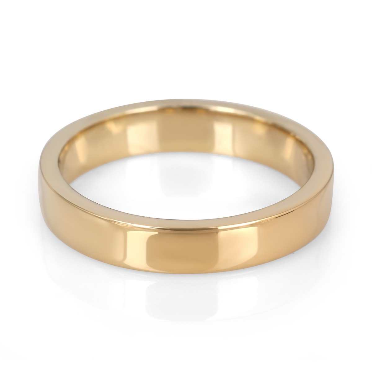 14K Gold Jerusalem-Made Traditional Flat-Sided Wedding Ring (4 mm) - 1