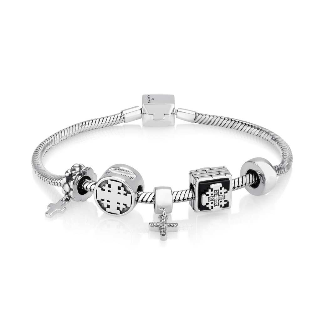 Marina Jewelry Sterling Silver Five Christian Charms Bracelet  - 1