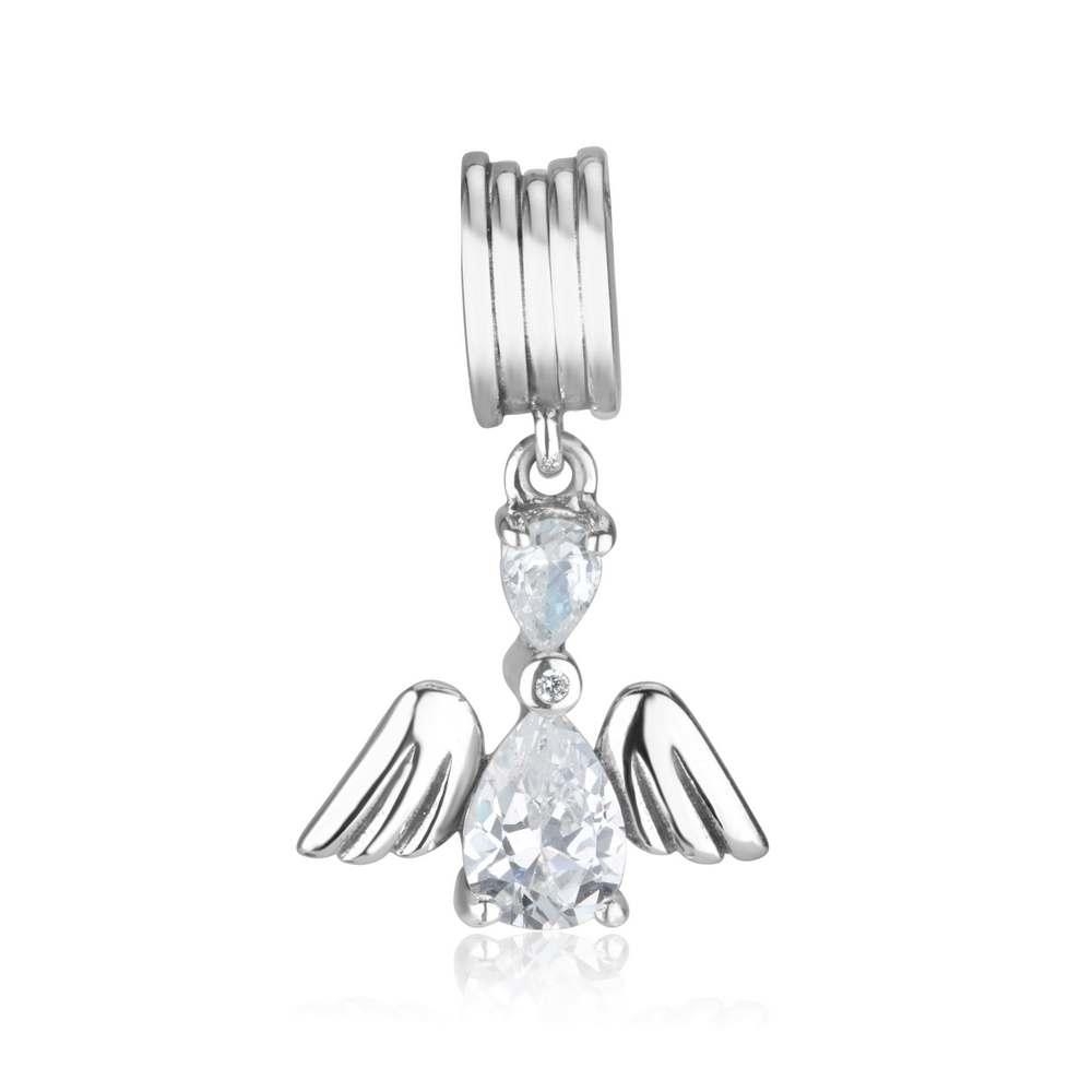 Marina Jewelry Sterling Silver Angel Pendant Charm with Gemstone and Cubic Zirconia - 1