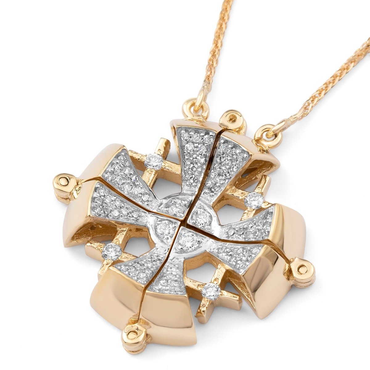 Anbinder Jewelry 14K Gold Jerusalem Cross Magnetic Diamond Necklace - 1