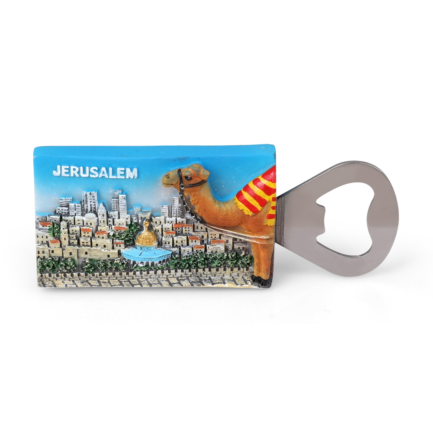 Ceramic “Jerusalem” Bottle Opener Fridge Magnet  - 1