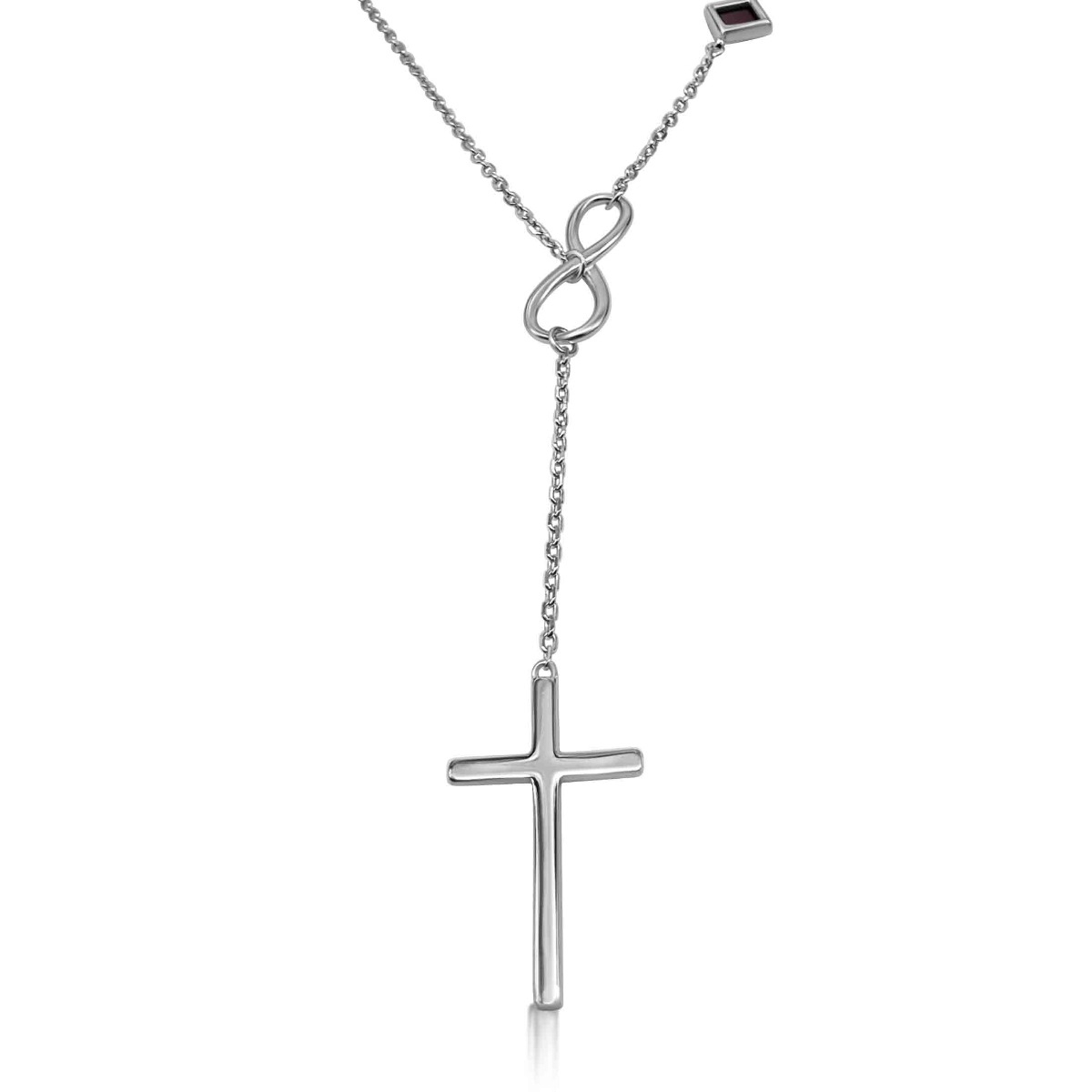 Nano Latin Cross and Infinity Chain Necklace with Bible Microchip - Silver or Gold-Plated - 1