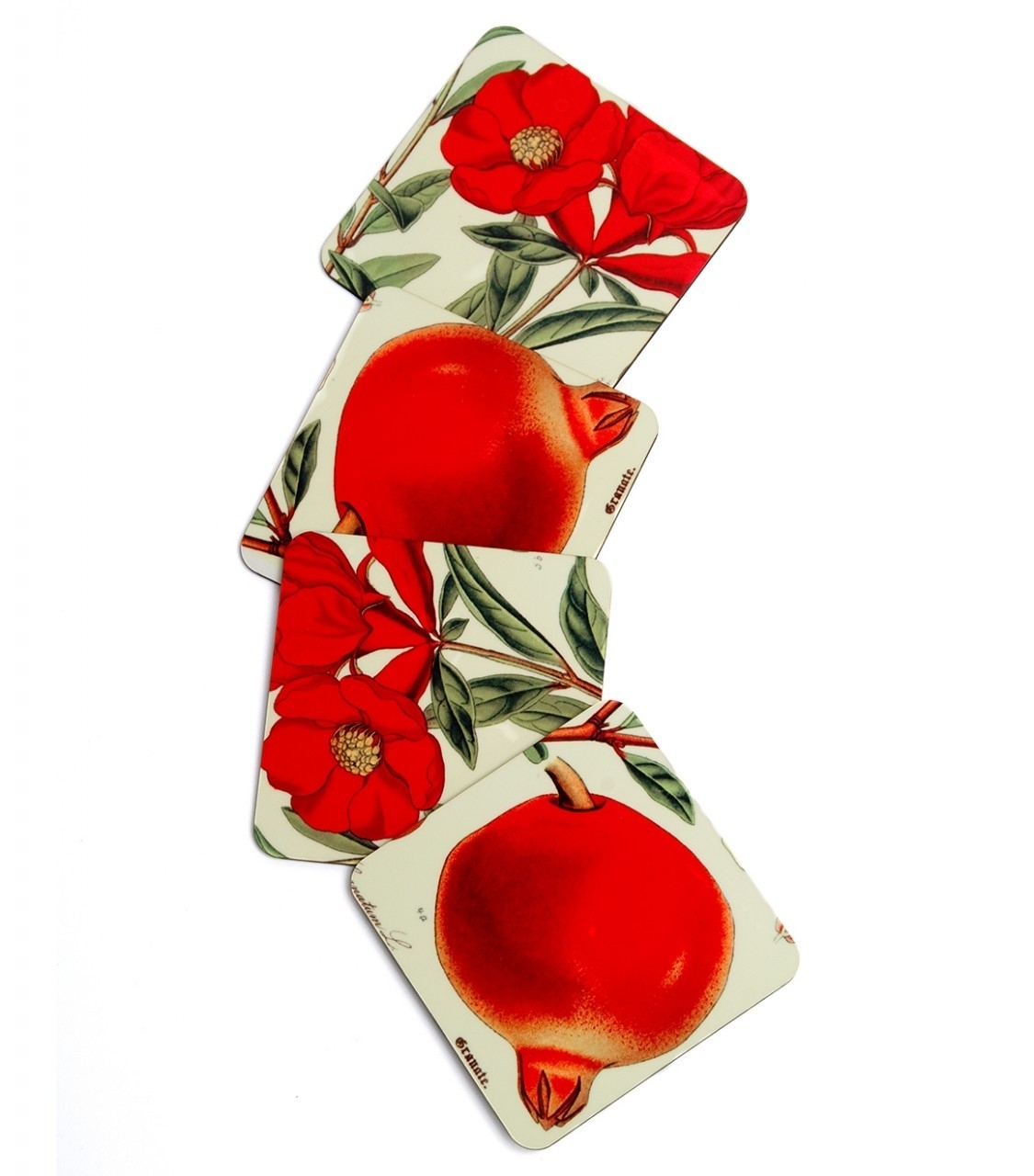 Barbara Shaw 4-Piece Coaster Set (Pomegranates and Flowers) - 1