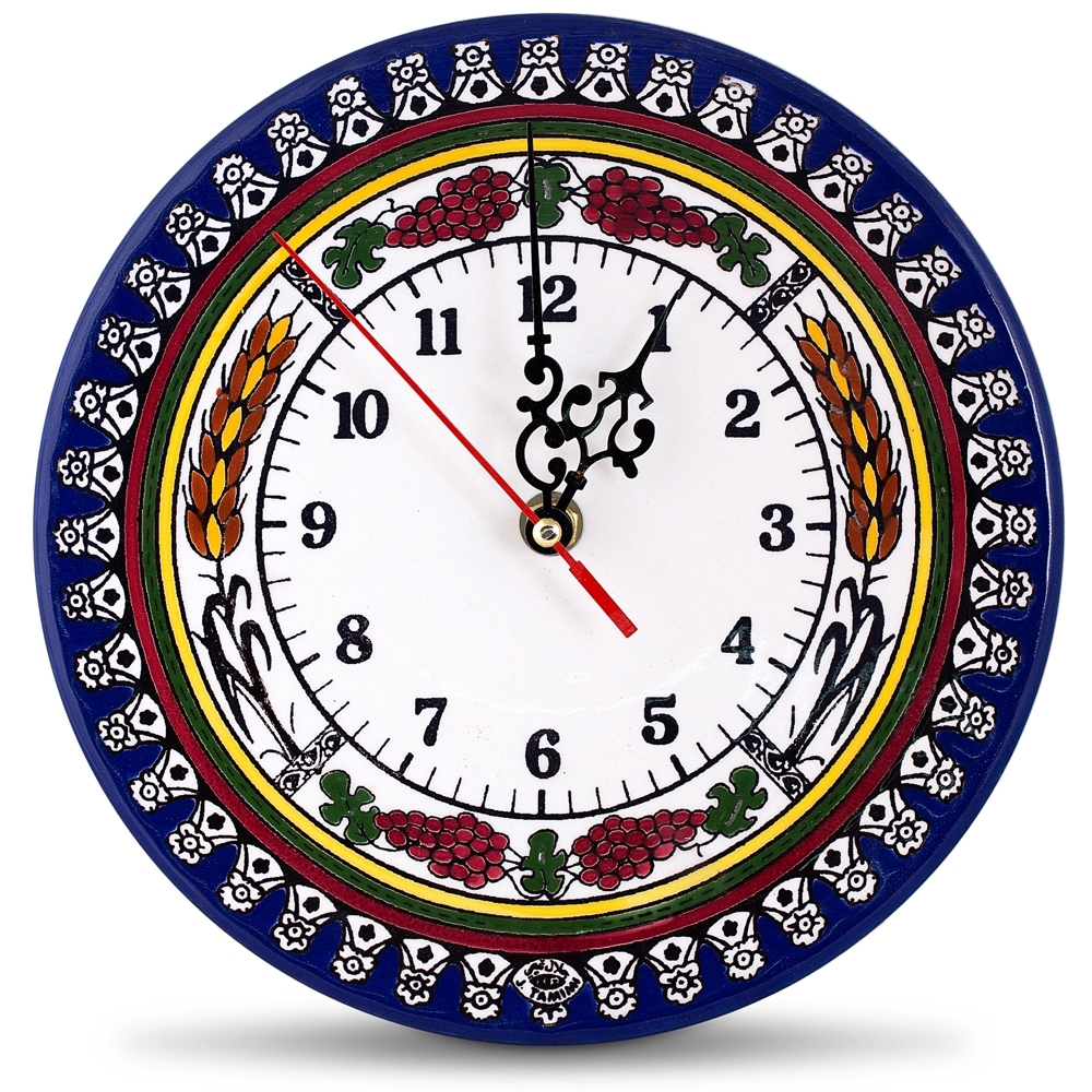 Armenian Ceramic Grapes and Wheat Clock (Large) - 1
