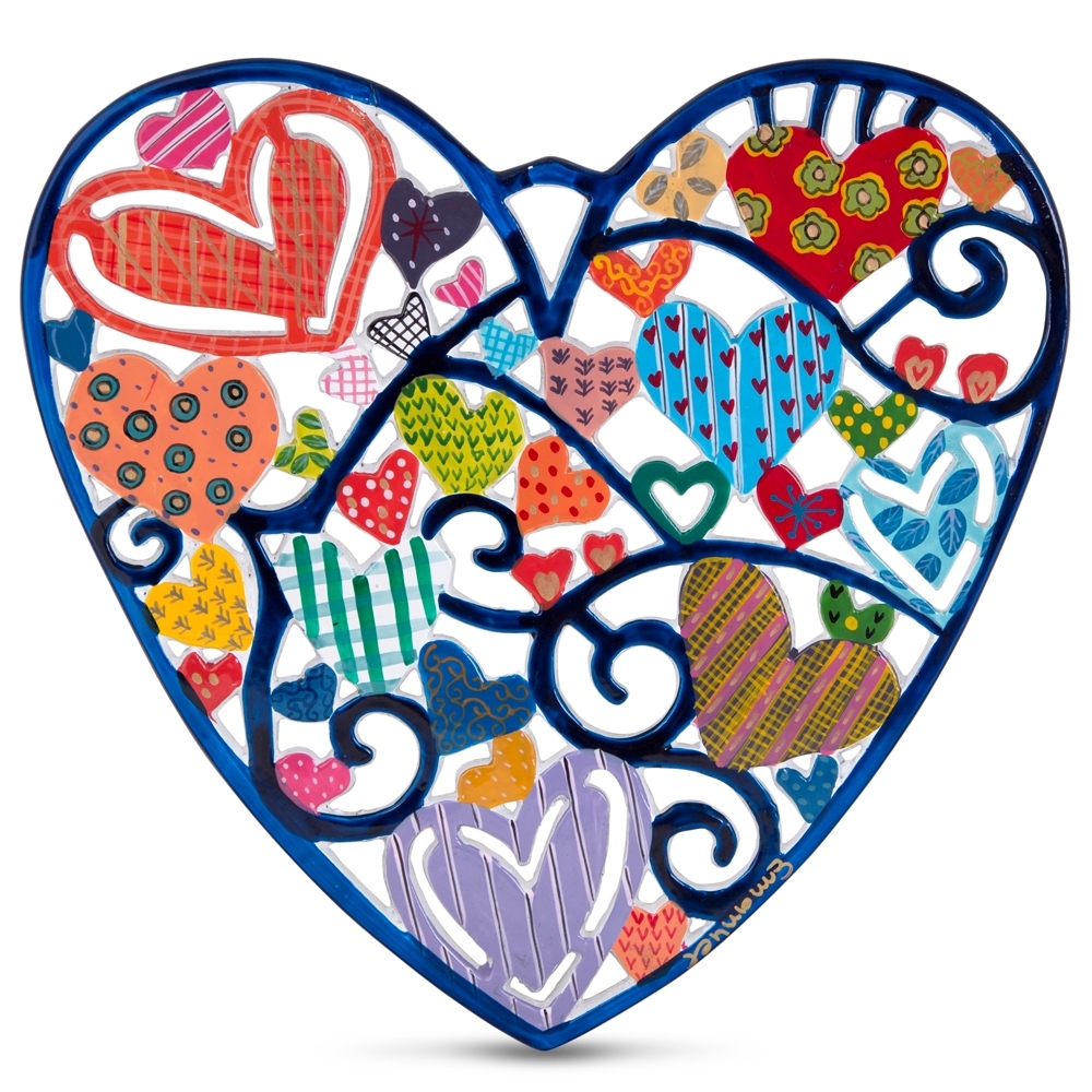 Yair Emanuel Hand Painted Heart Shaped Wall Hanging (Hearts) - 1