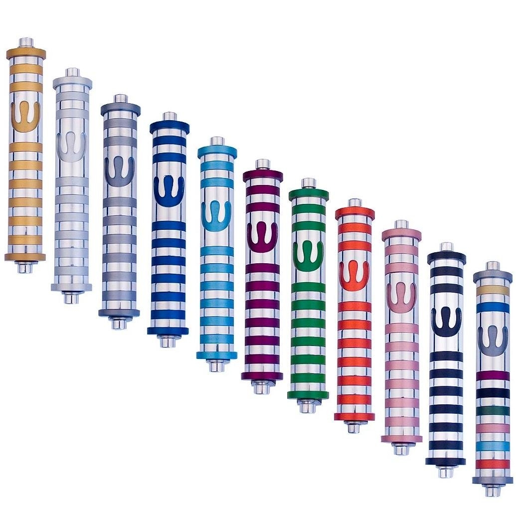 Agayof Cylindrical Modern Striped Mezuzah Case (Choice of Colors) - 1