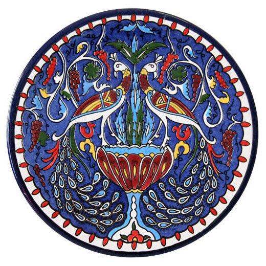 Armenian Ceramic Peacocks Plate - 1