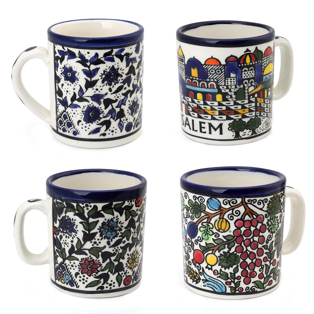 Armenian Ceramics Holy Land Coffee Mugs - Set of 4 - 1