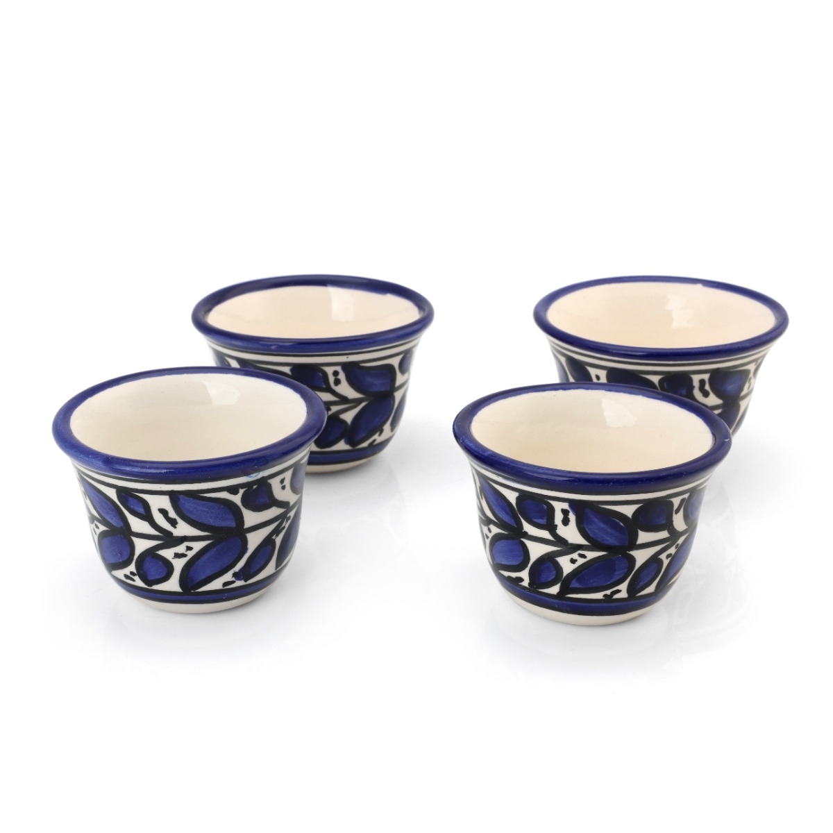 Armenian Ceramics Turkish Coffee Cup Set of 4 - Blue and White - 1