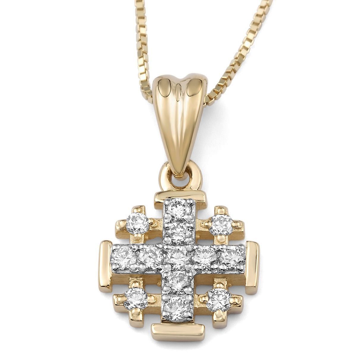 Anbinder Jewelry 14K Gold Jerusalem Cross Diamond Necklace - 1
