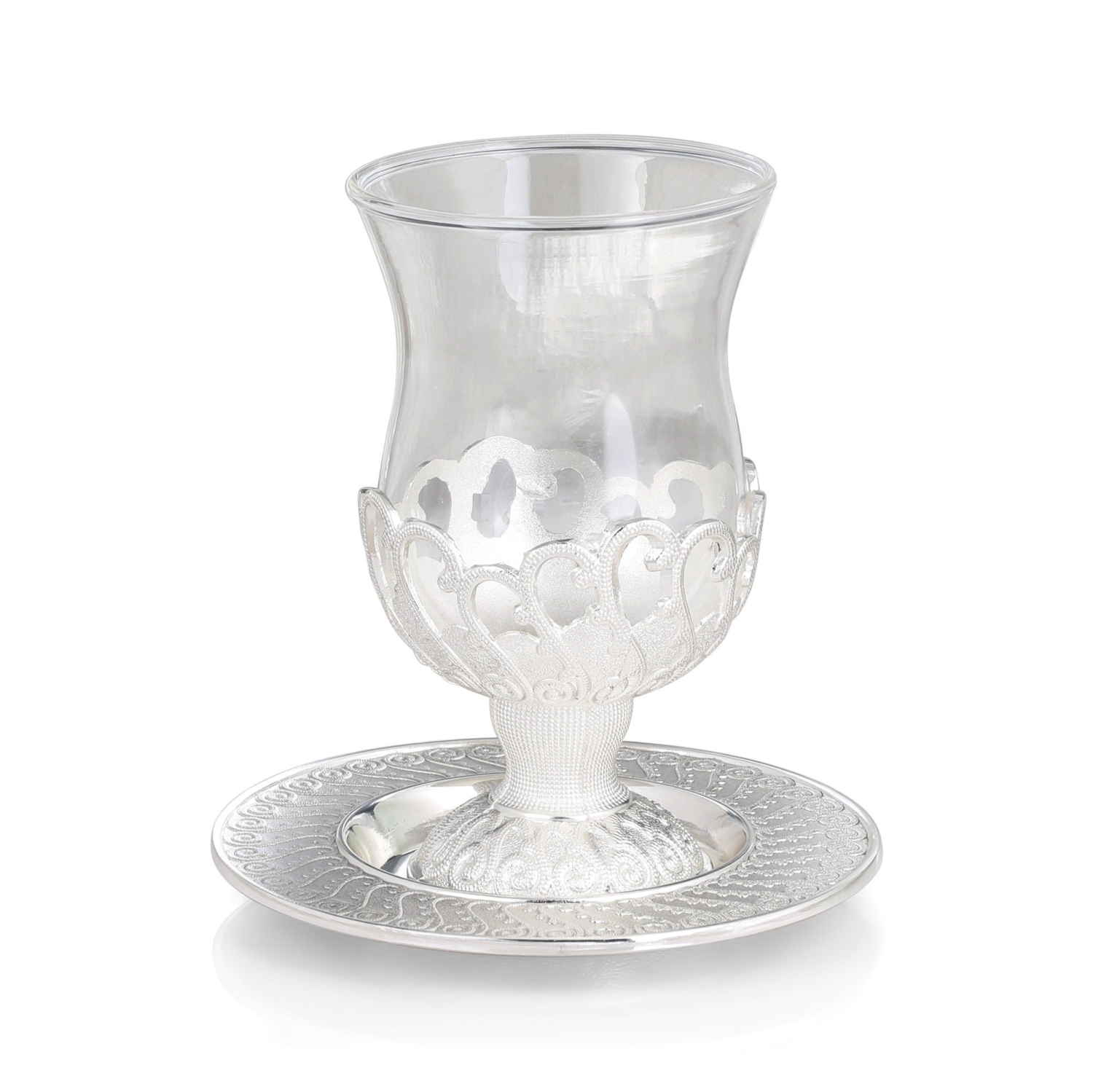 Silver-Plated and Glass Stemmed Cup and Plate Set- James - 1