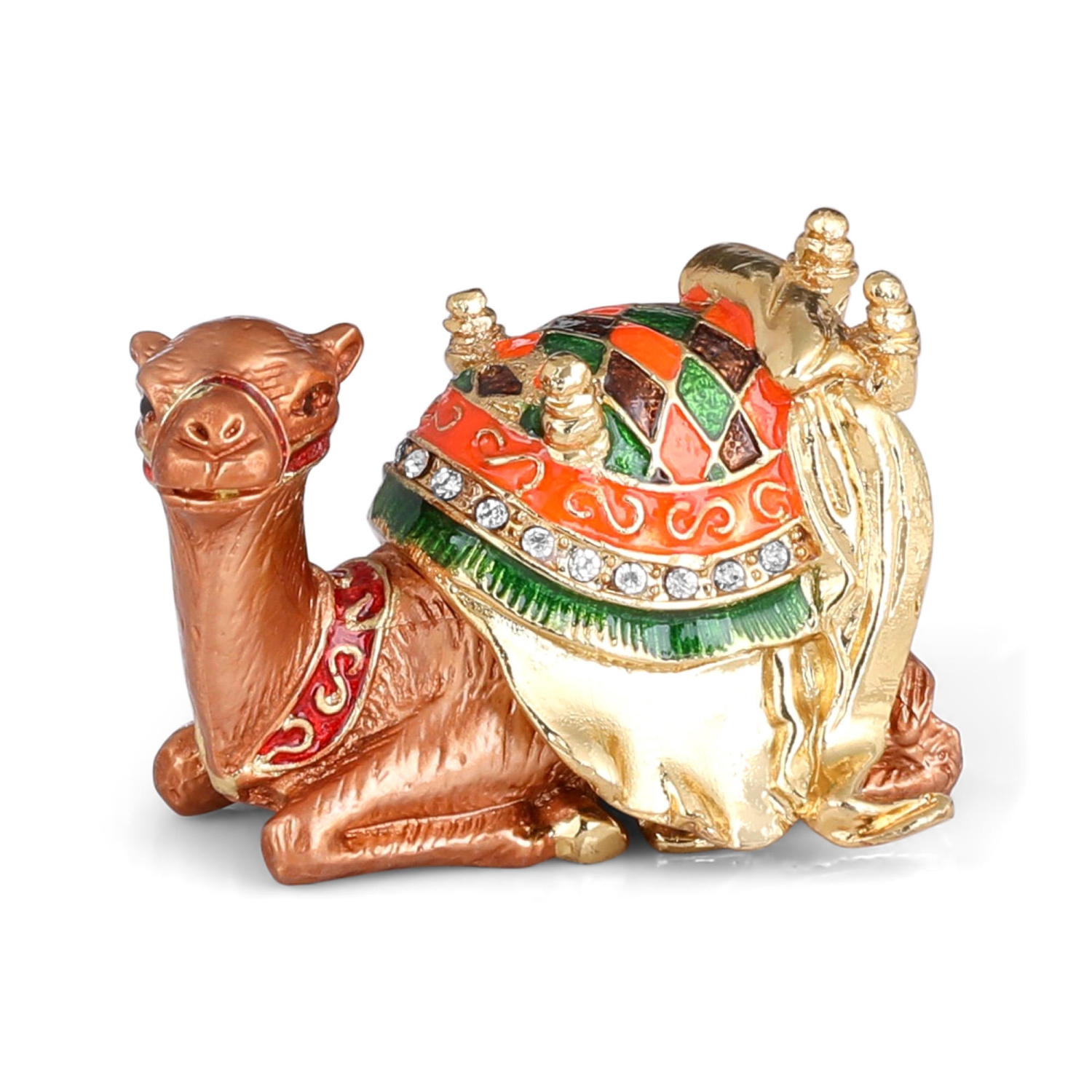 Jerusalem Gifts Kneeling Enamel Camel with Cubic Zirconia - 1