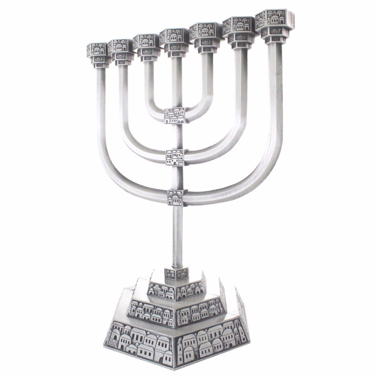 Traditional Nickel 7-Branched Menorah (Jerusalem)  - 1