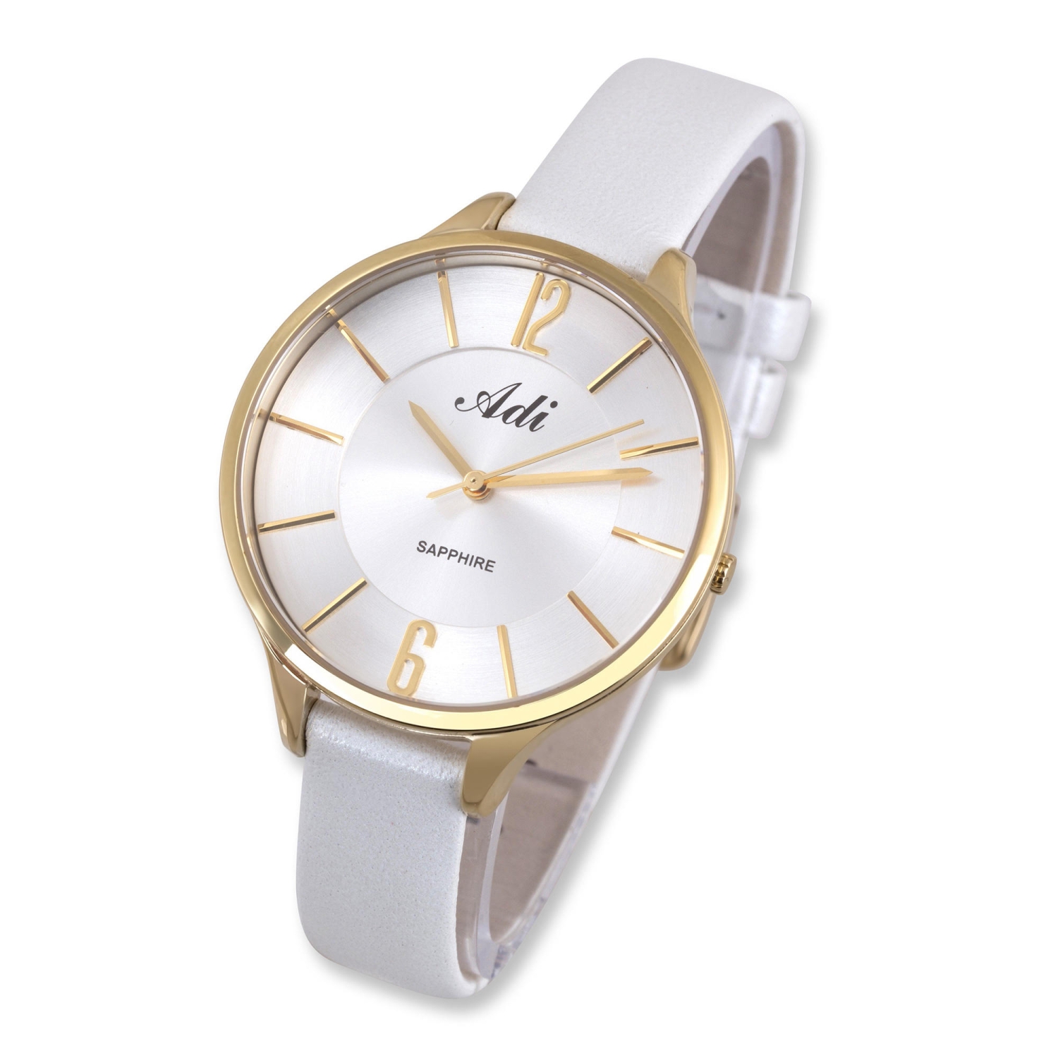 Adi Leather and Gold Plated White Watch  - 1