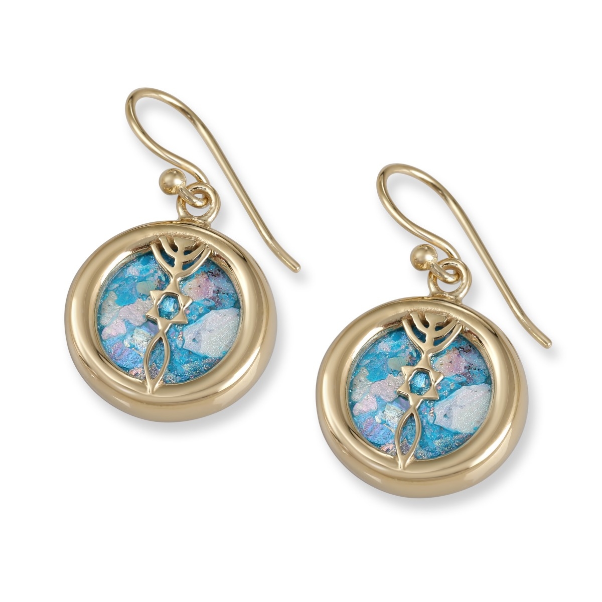 Noa Studios Gold Plated and Roman Glass Round Grafted-In Earrings - 1