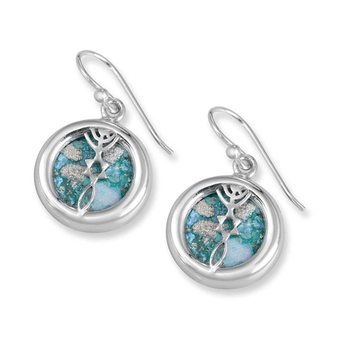Noa Studios Sterling Silver and Roman Glass Round Grafted-In Earrings - 1