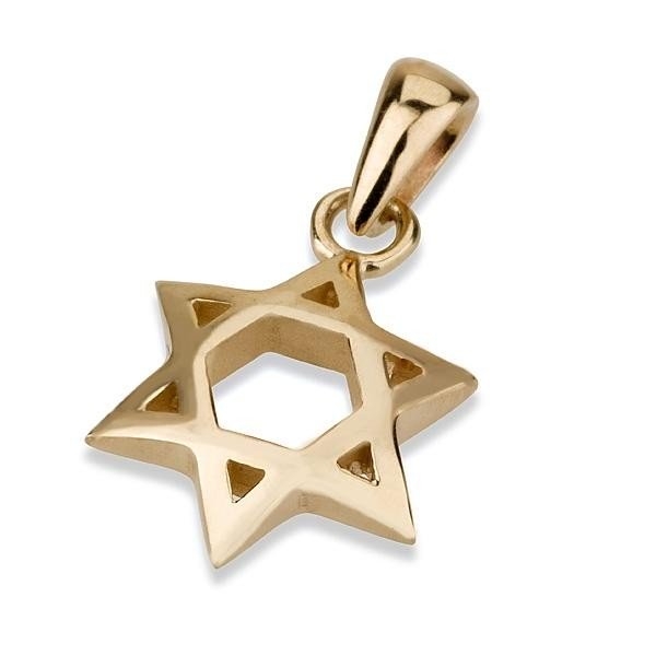 Ben Jewelry 14K Gold Small Concave Star of David Pendant - 1