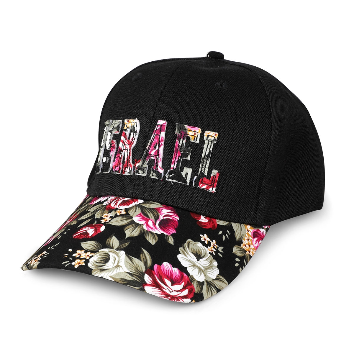 Floral Israel Cap (Black) - 1
