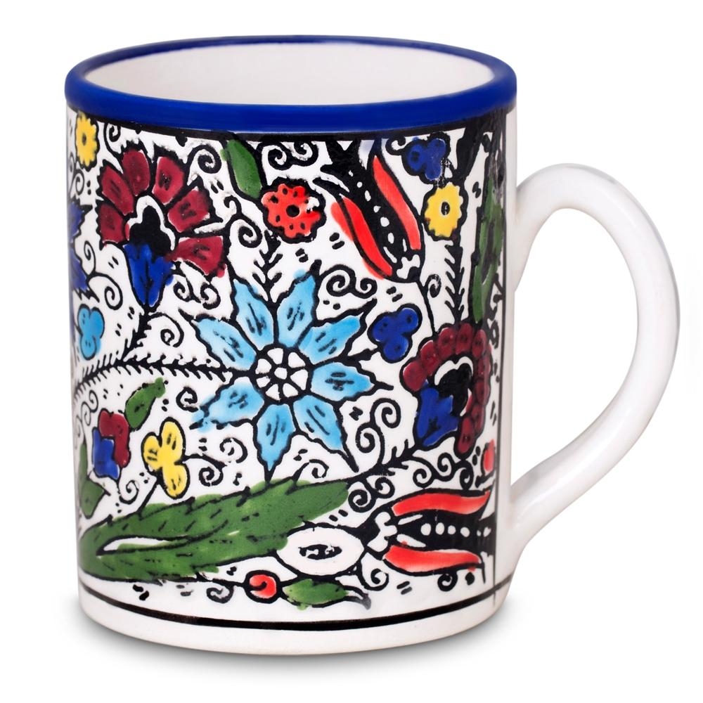 Armenian Ceramics Multicolored Flowers Coffee Mug  - 1